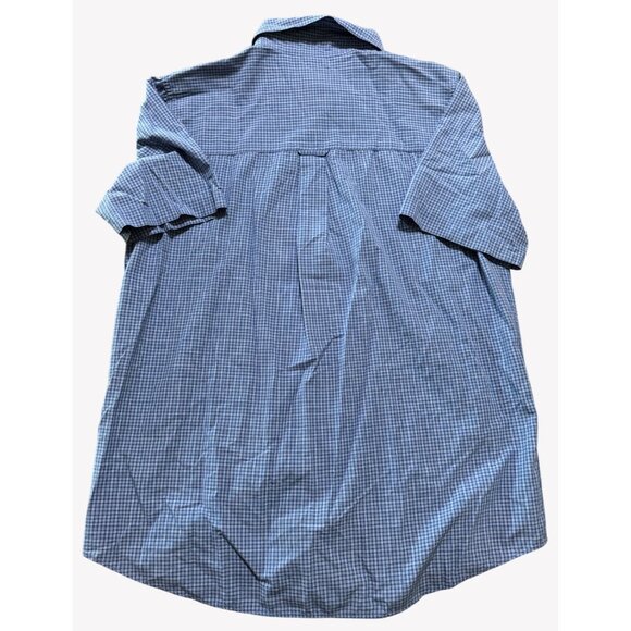 Chaps Mens Blue White Plaid Short Sleeve Button-Down Shirt M Cotton Polyester - Picture 5 of 5